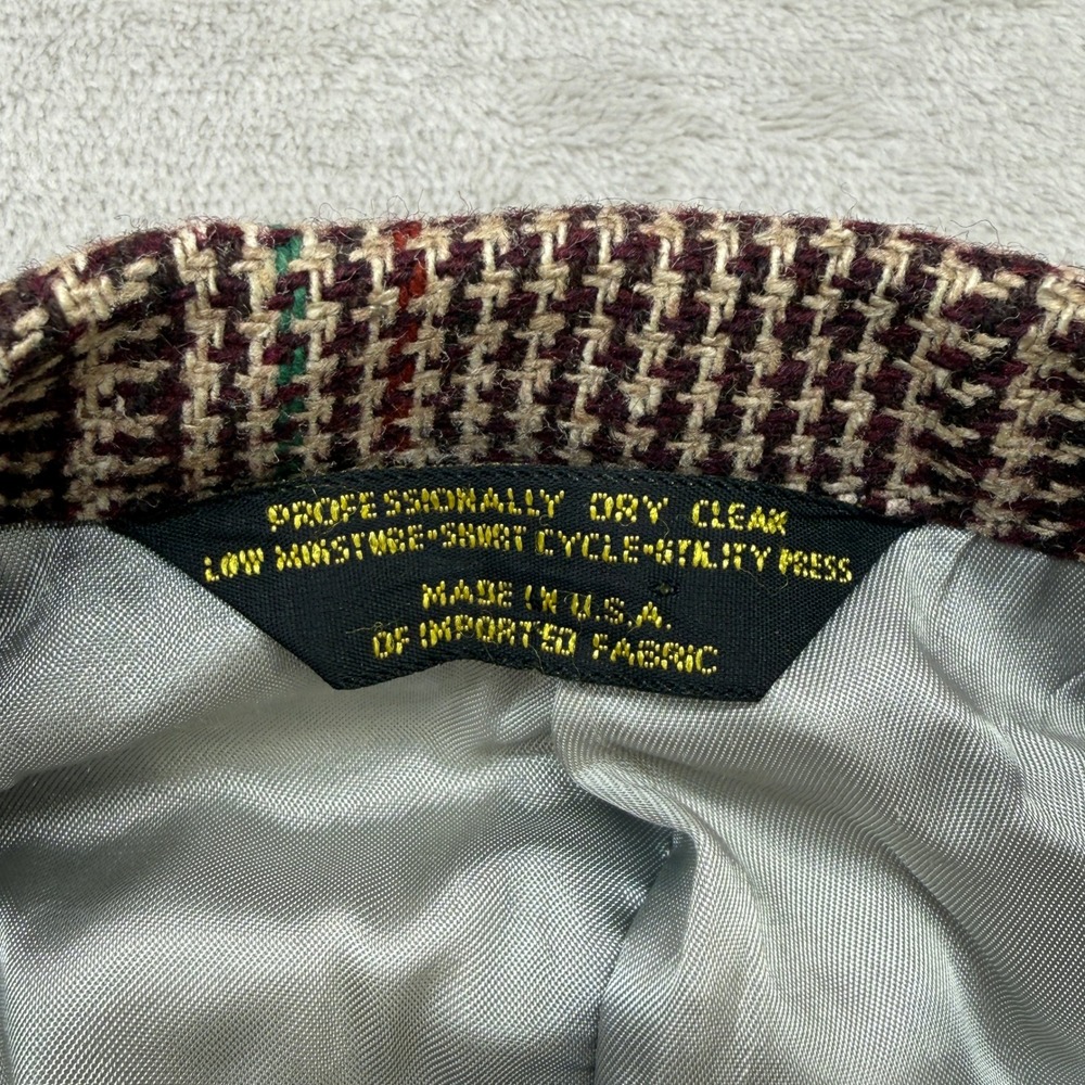 VTG Lands' End Sport Coat Men 40R Burgundy Glen Plaid Wool Tweed Blazer USA Made - Picture 6 of 12
